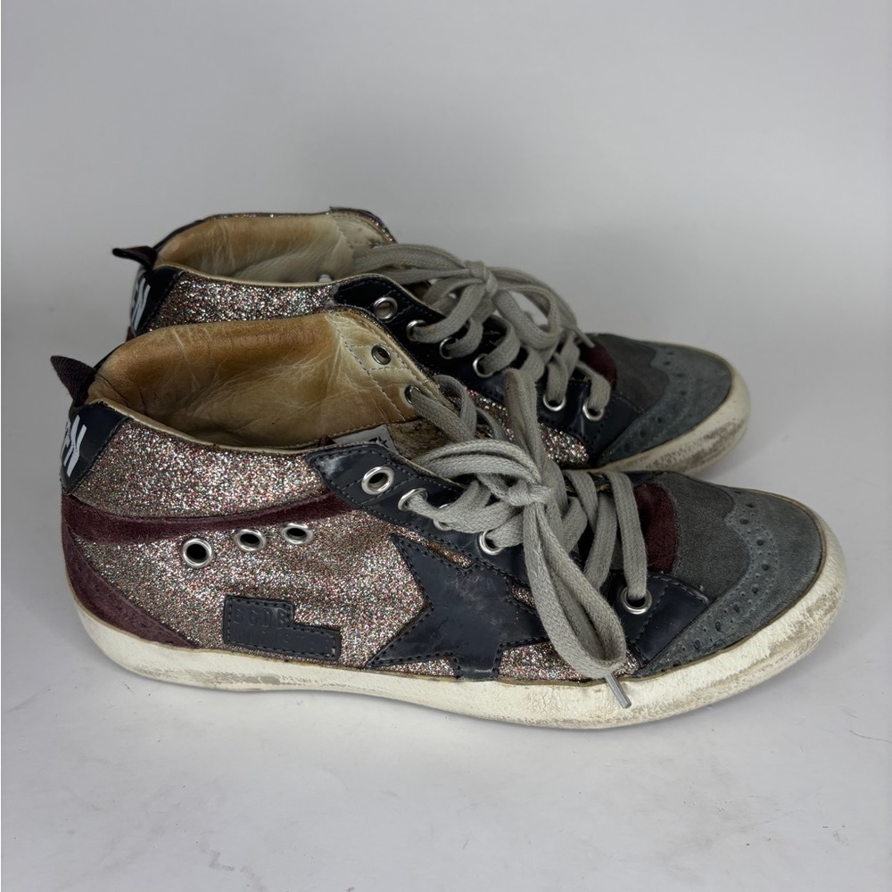 Golden Goose Green/Gold velour midstar Sneakers Silver Star Size 36 US 6 - Picture 5 of 16